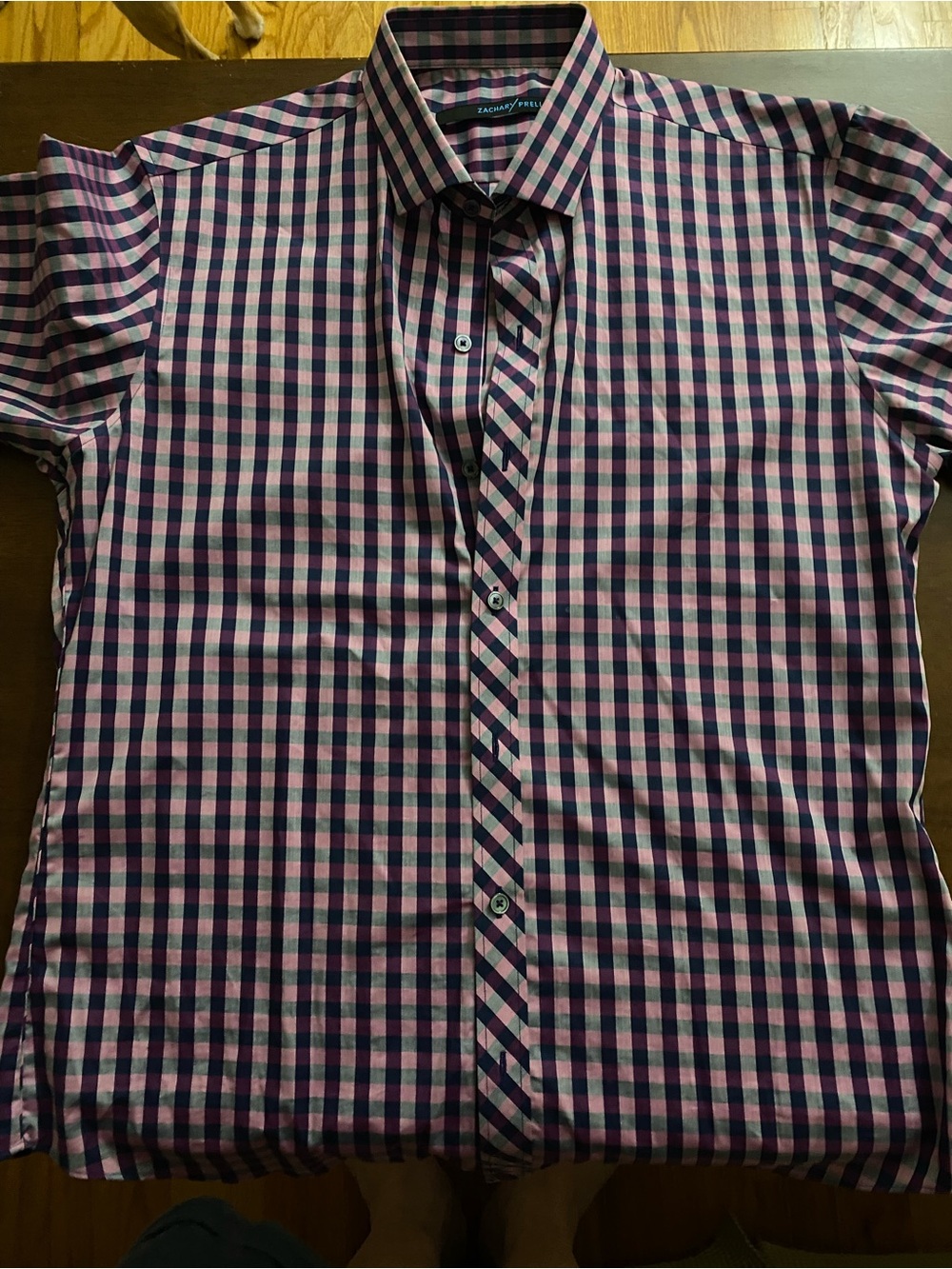 Zachary Prell Pink and Navy Check Casual Button-Down Shirt